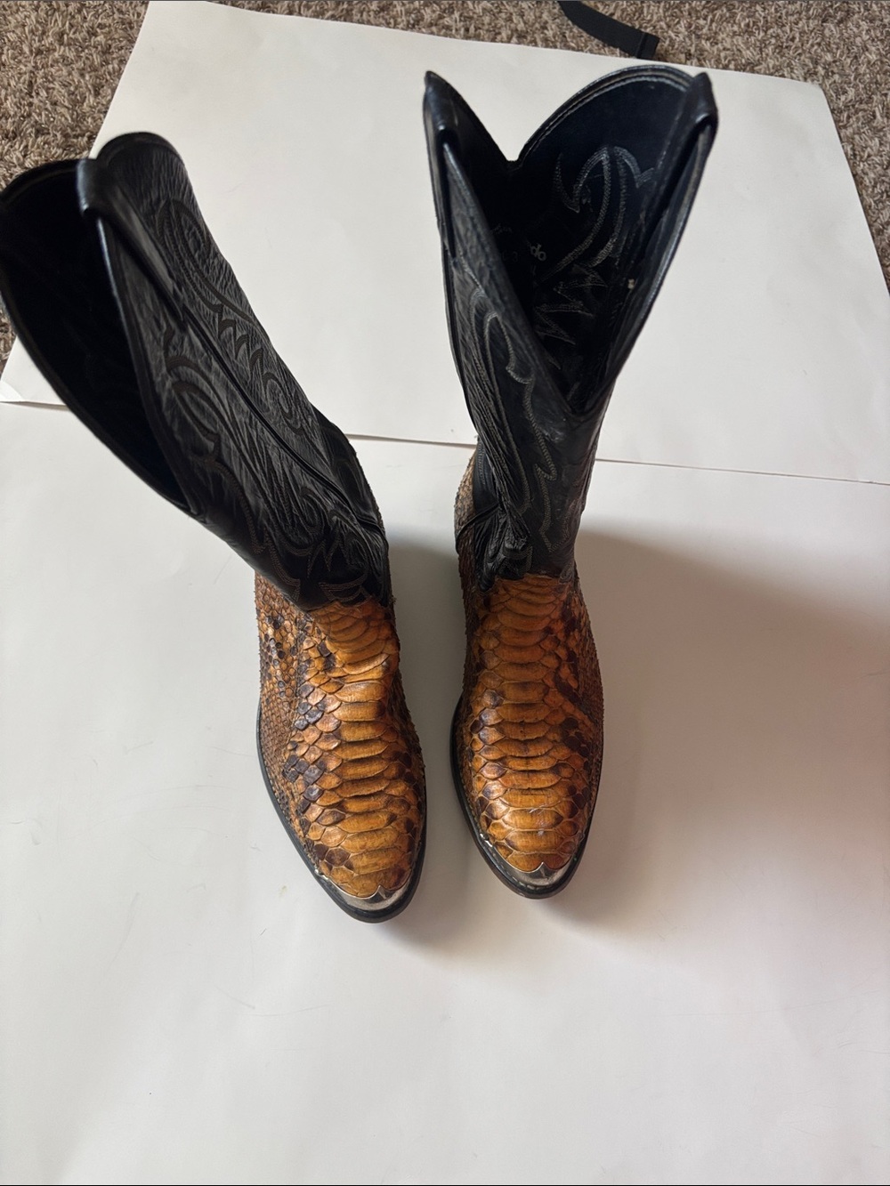 Laredo Black Shaft Brown Snake Print Western Boots